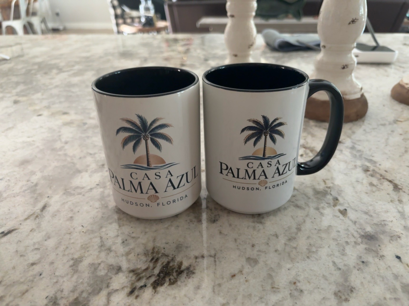 Casa Palma Azul mugs ready for a morning coffee